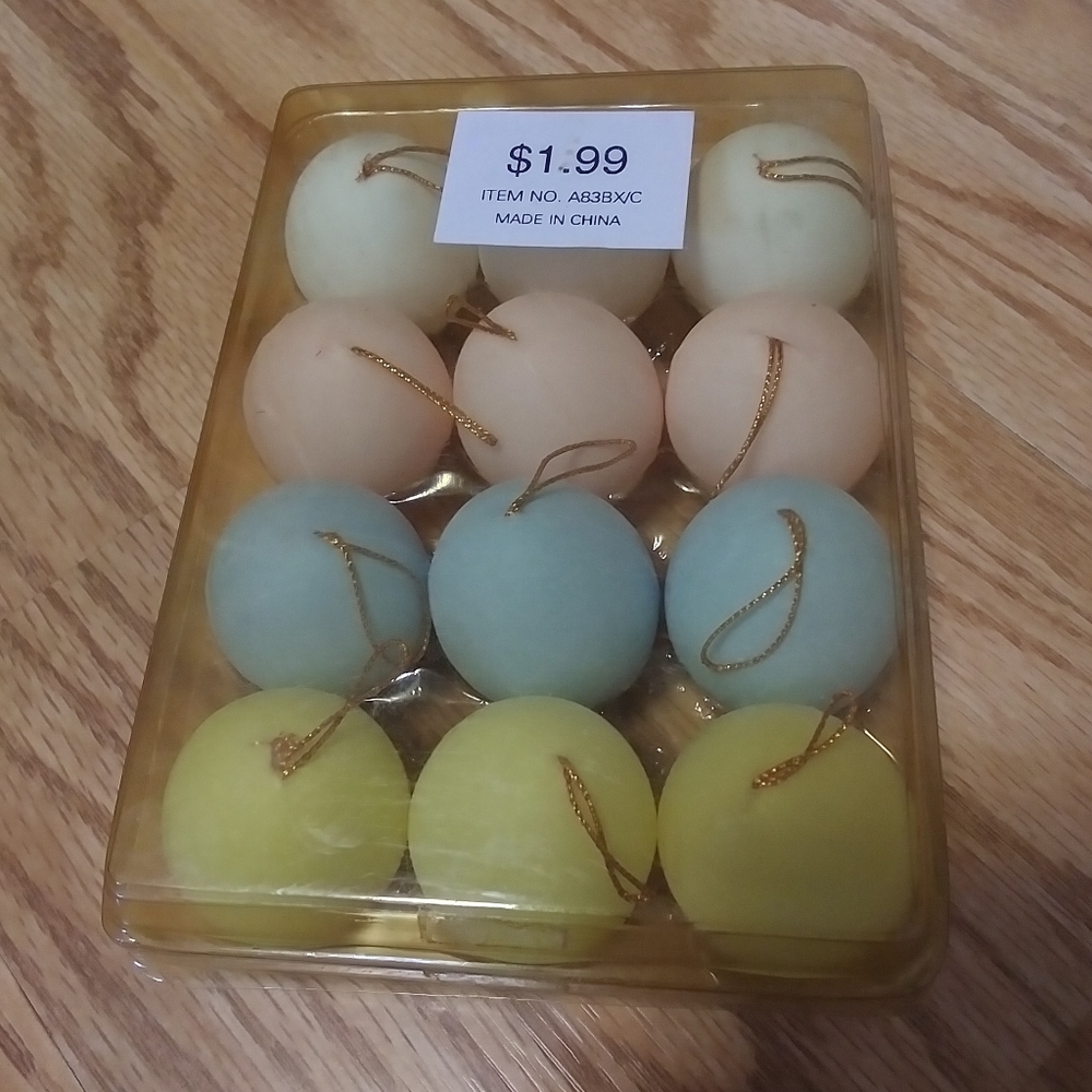 Vintage Easter Egg Ornaments. White & Pastels-Pink, Blue & Yellow